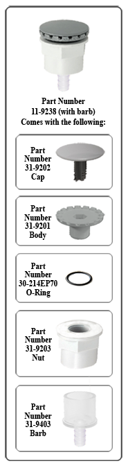  Balboa Hydro Air 11-9238 Air Injector With Barb.